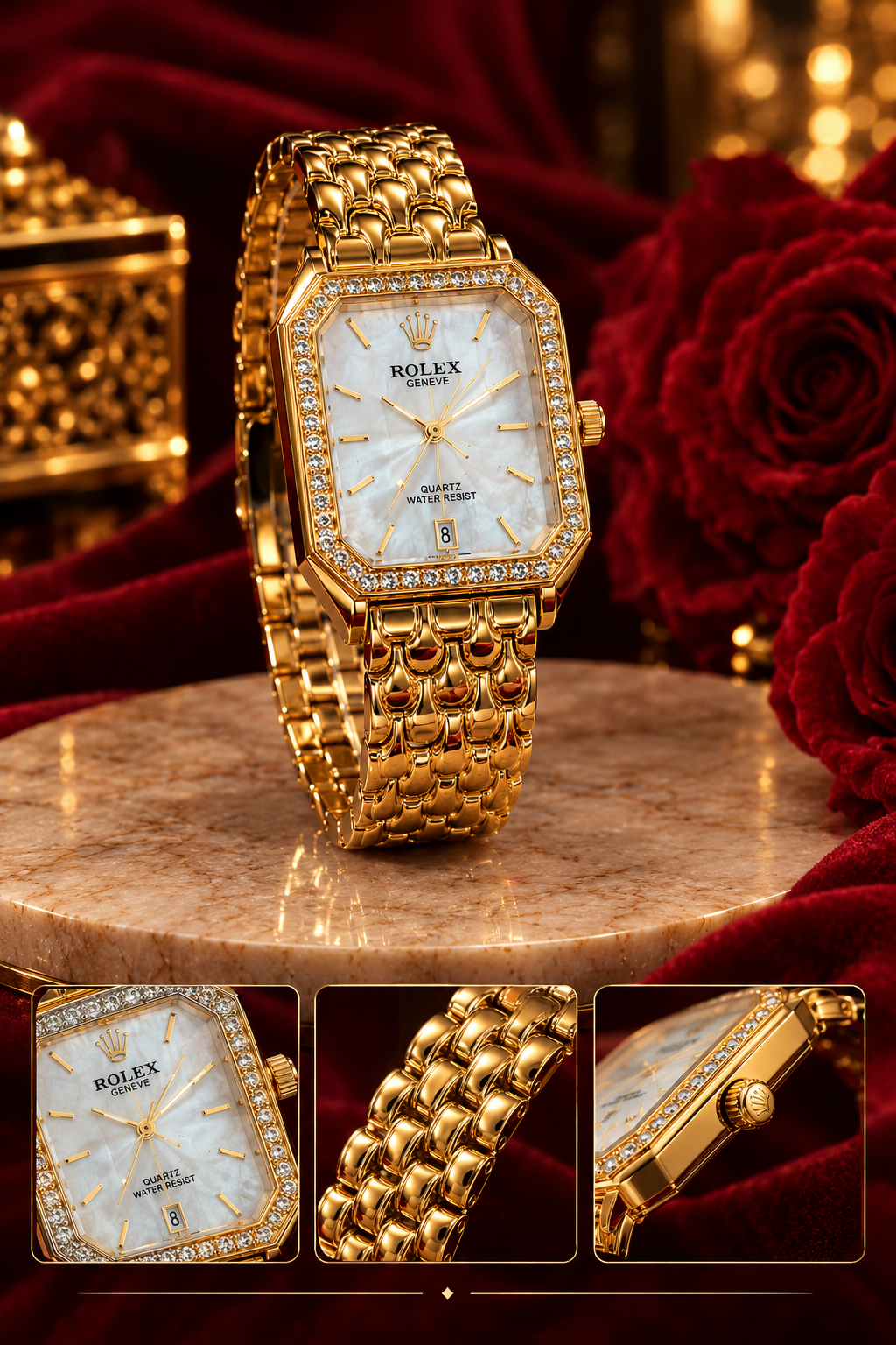 Pack Cadeau Femme – Montre de Luxe & 2 Gourmettes Offertes