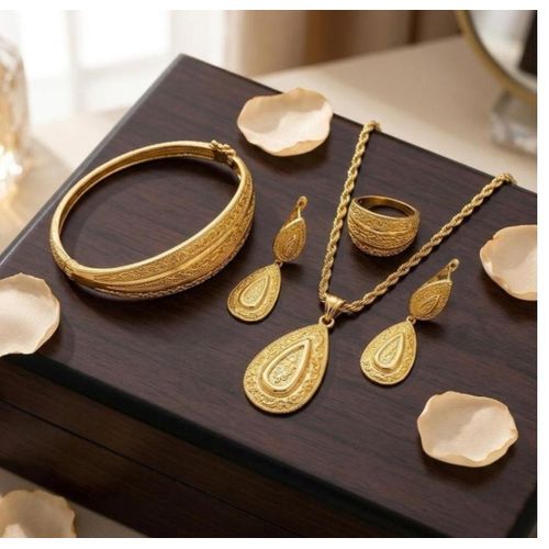 Ensemble de Bijoux Traditionnels Marocains – Collier Beldi + Bracelet + Bague + Chaîne + Boucles d’Oreilles