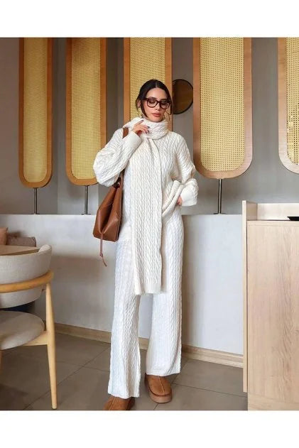 Ensemble 3 Pièces Femme – Maille Tendance & Style Raffiné