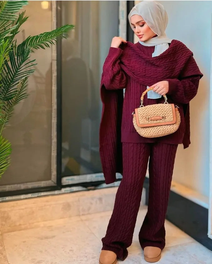 Ensemble 3 Pièces Femme – Maille Tendance & Style Raffiné