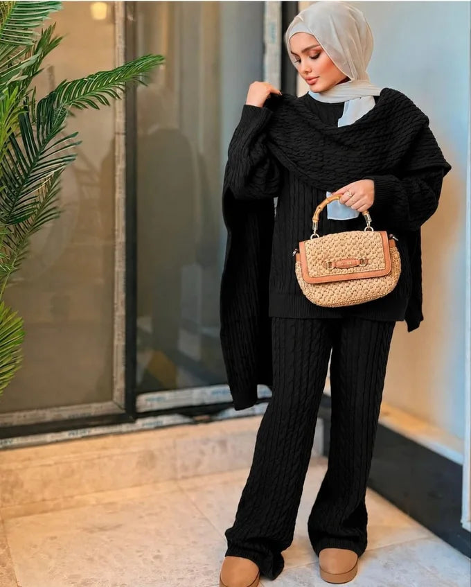 Ensemble 3 Pièces Femme – Maille Tendance & Style Raffiné